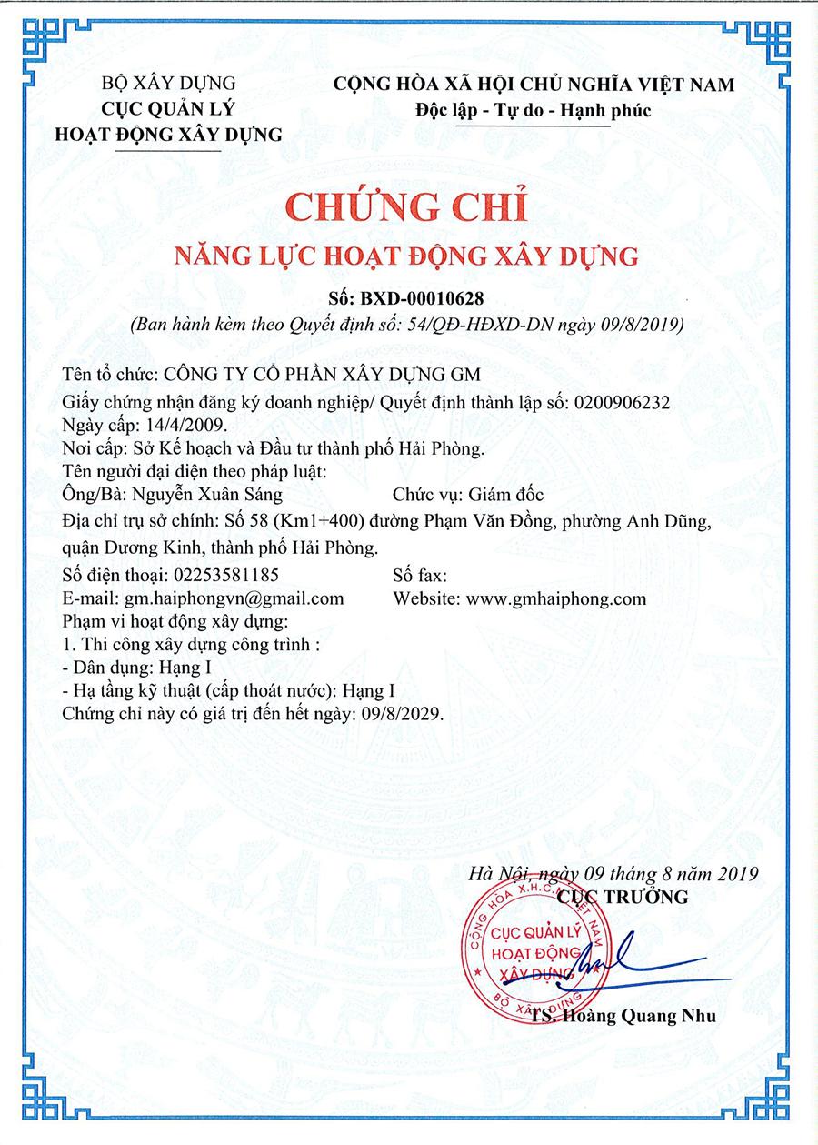Chứng chỉ năng lực hoạt động xây dựng